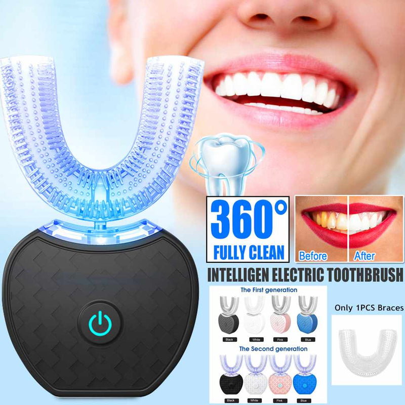 360° Automatic U-Shaped Electric Toothbrush with Blue Light