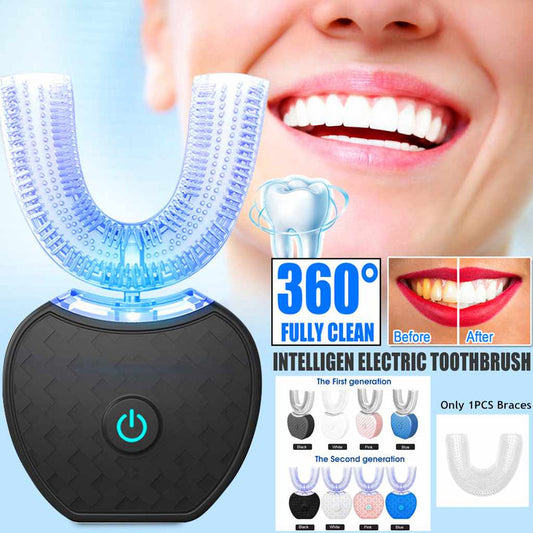 360° Automatic U-Shaped Electric Toothbrush with Blue Light