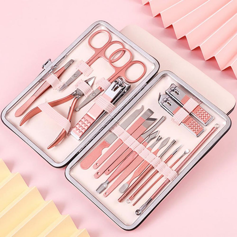 Professional Manicure Pedicure Kit with Stainless Steel Tools