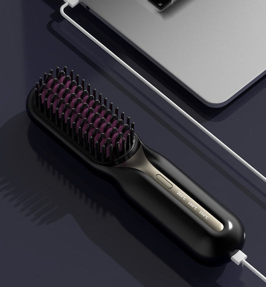 Cordless Hair Straightening Brush USB Rechargeable Comb Styler