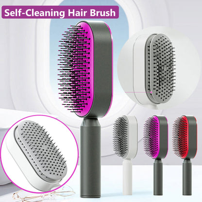 Self Cleaning Hair Brush for Women with Scalp Massage Design