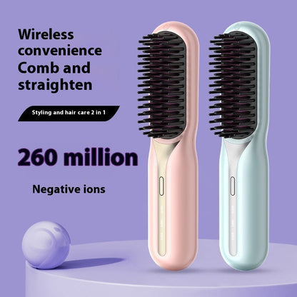 Cordless Hair Straightening Brush USB Rechargeable Comb Styler