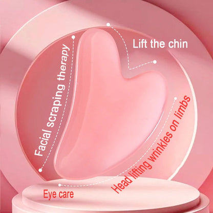 Pink Resin Facial Massage Roller & Gua Sha Skincare Tool Set