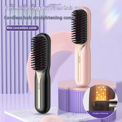 Cordless Hair Straightening Brush USB Rechargeable Comb Styler
