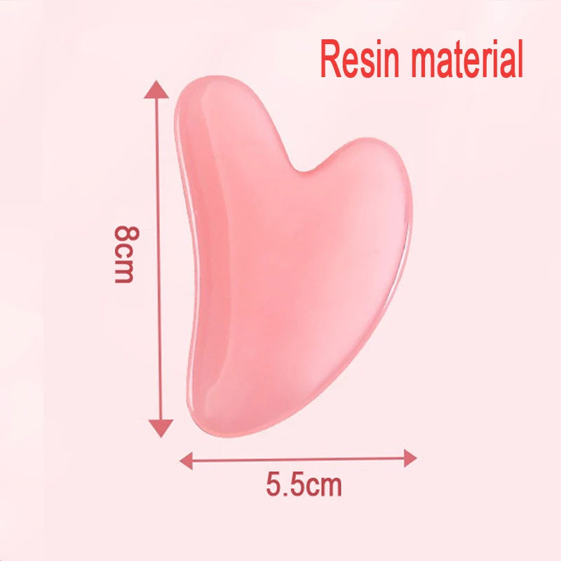 Pink Resin Facial Massage Roller & Gua Sha Skincare Tool Set