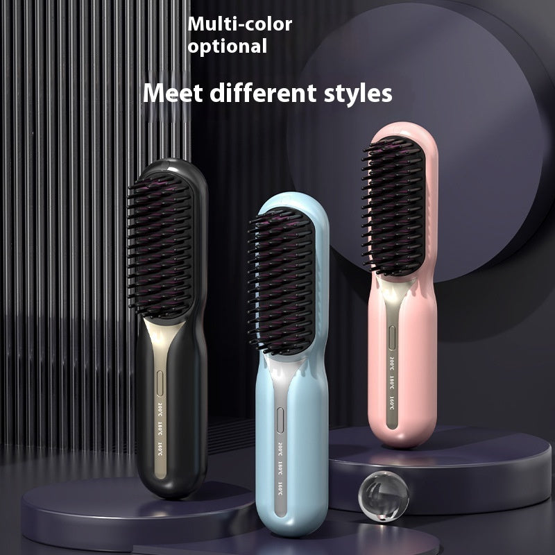 Cordless Hair Straightening Brush USB Rechargeable Comb Styler