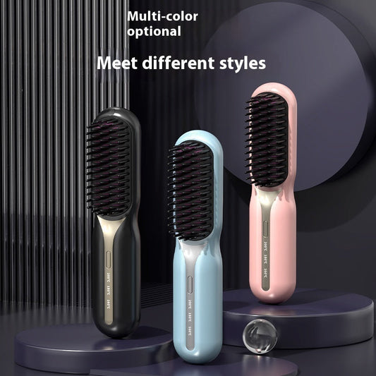 Cordless Hair Straightening Brush USB Rechargeable Comb Styler